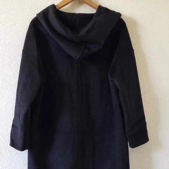 $279 Unworn Belle & Bloom Sunday Morning Hooded Wool Blend Coat in Black Jackets & Coats